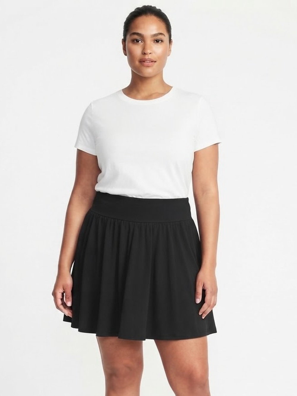 Old Navy Black Cotton Modal Pleated Skater Mini Skirt Size Medium
